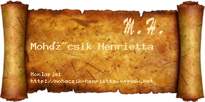 Mohácsik Henrietta névjegykártya