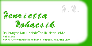 henrietta mohacsik business card